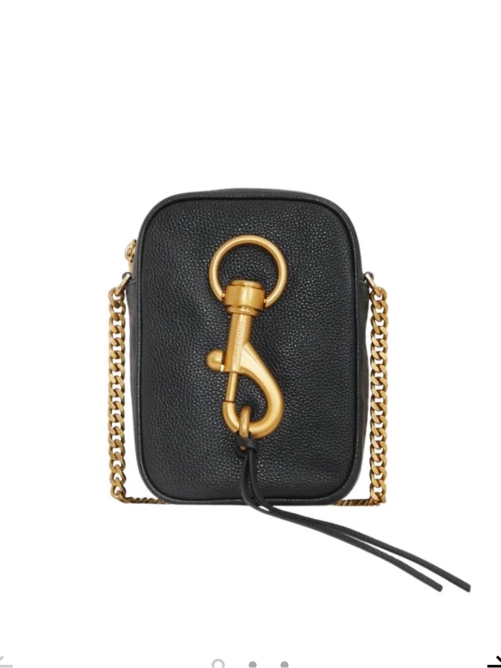 Rebecca Minkoff Black Pebbled Leather Mini Crossbody with Gold Hardware